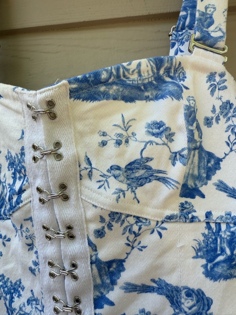 For Love And Lemons Monika Mini Dress Floral Blue White - Picture 6 of 15